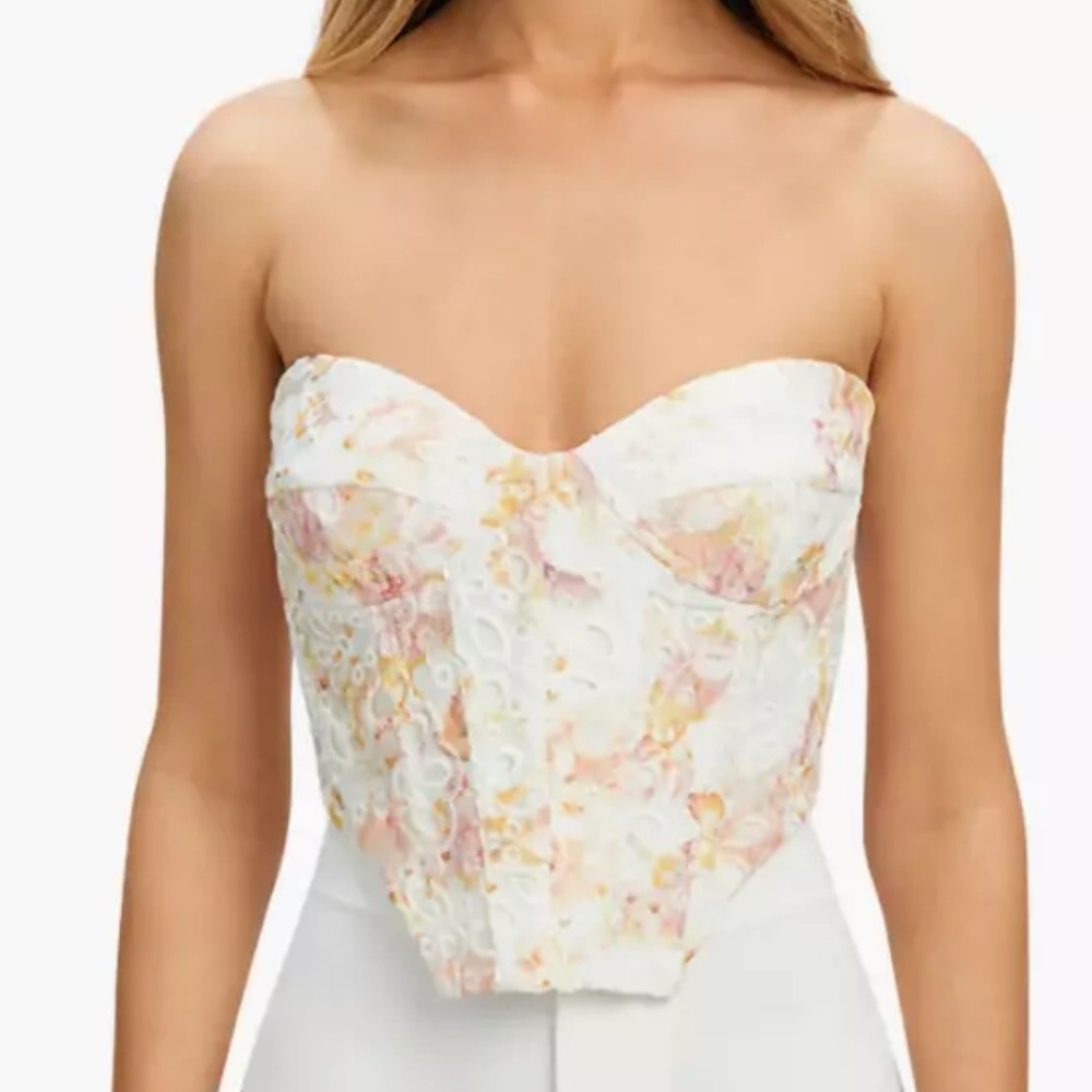 Bardot Lila Bustier Corset Sunny Floral Eyelet Top US 8 New with Tags